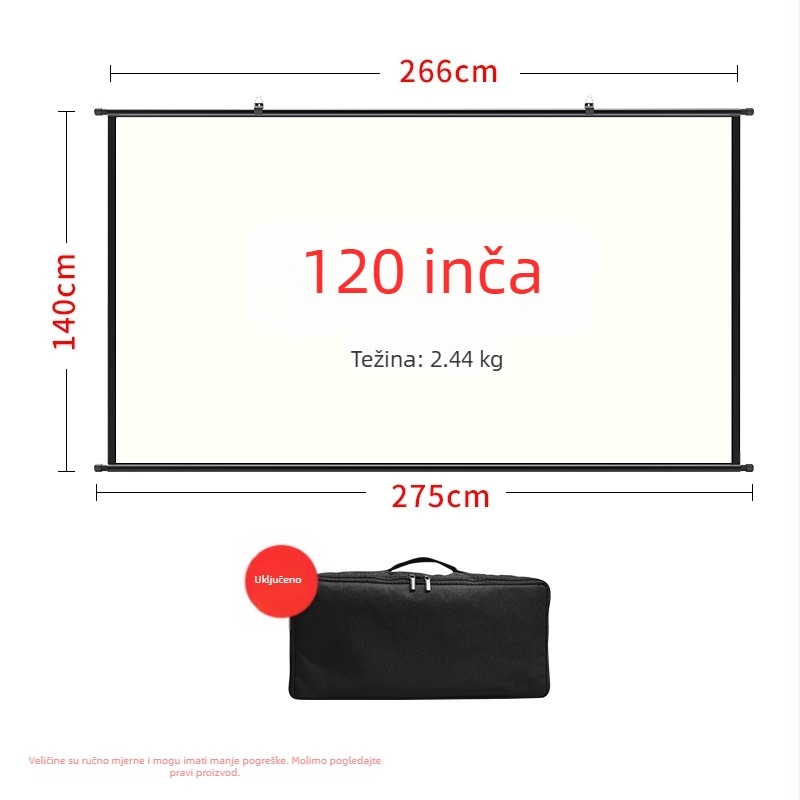 VEIDADZ vanjski projekcijski ekran, Anti-Glare, 16:9, podna stativa, uklonjivi, prijenosni