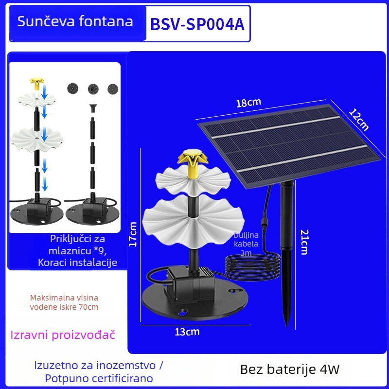 Best way solarna fontana za kupanje ptica s izravnim pogonom