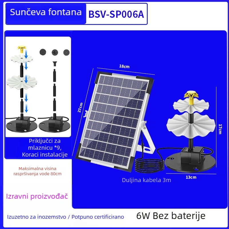 Best way solarna fontana za kupanje ptica s izravnim pogonom