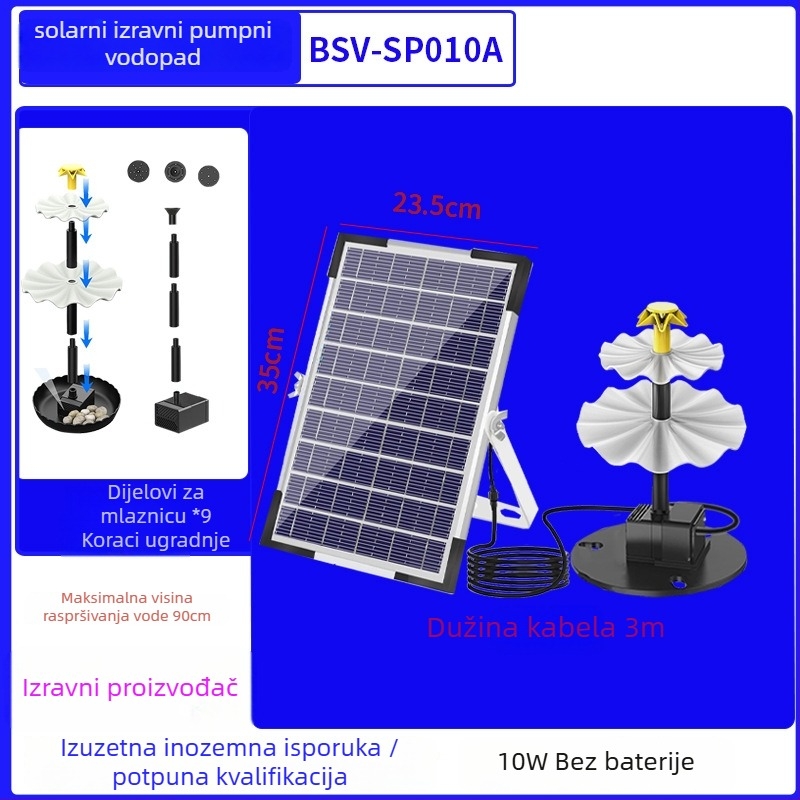 Best way solarna fontana za kupanje ptica s izravnim pogonom