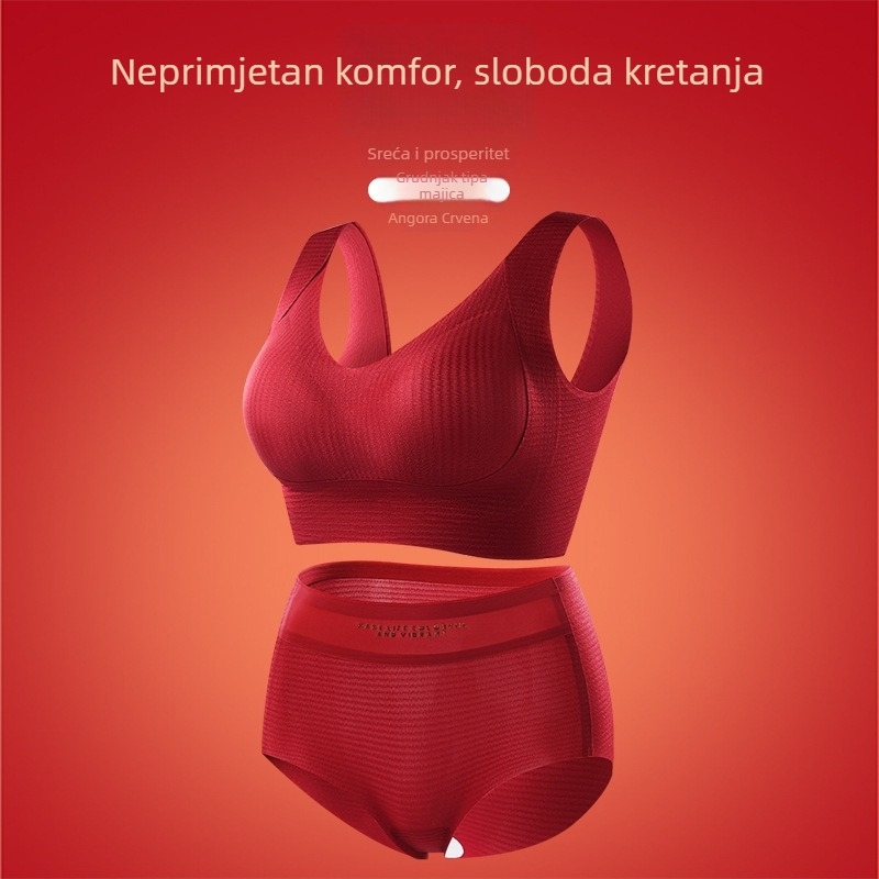 Bešivni set donjeg rublja za Zodiac godinu — 3/4 košarice, tanke oblikovane košarice, fiksne dvostruke naramenice, prozračni najlon