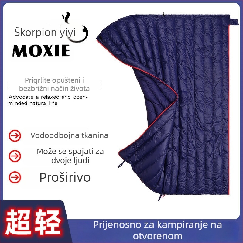 Spavaća vreća u obliku omotnice, s punilom od gusjeg perja, podstava od najlona 400T, vanjska tkanina od najlona 400T, težina 600 g, za odrasle, upotreba za sve sezone.