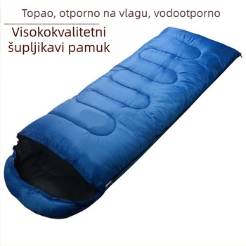 Vanjski debeli veliki spavaći vreća za odrasle, jesen-zima, 2.4 kg; punilo: hollow cotton; podstava: poliester; tkanina: poliester-saten; oblik: envelope