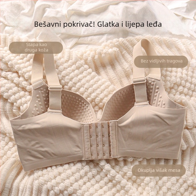 Corset-stil grudnjak s punim košaricama, tanke oblikovane najlonske košarice, fiksirani dvostruki naramenice, straga četiri reda kopči.