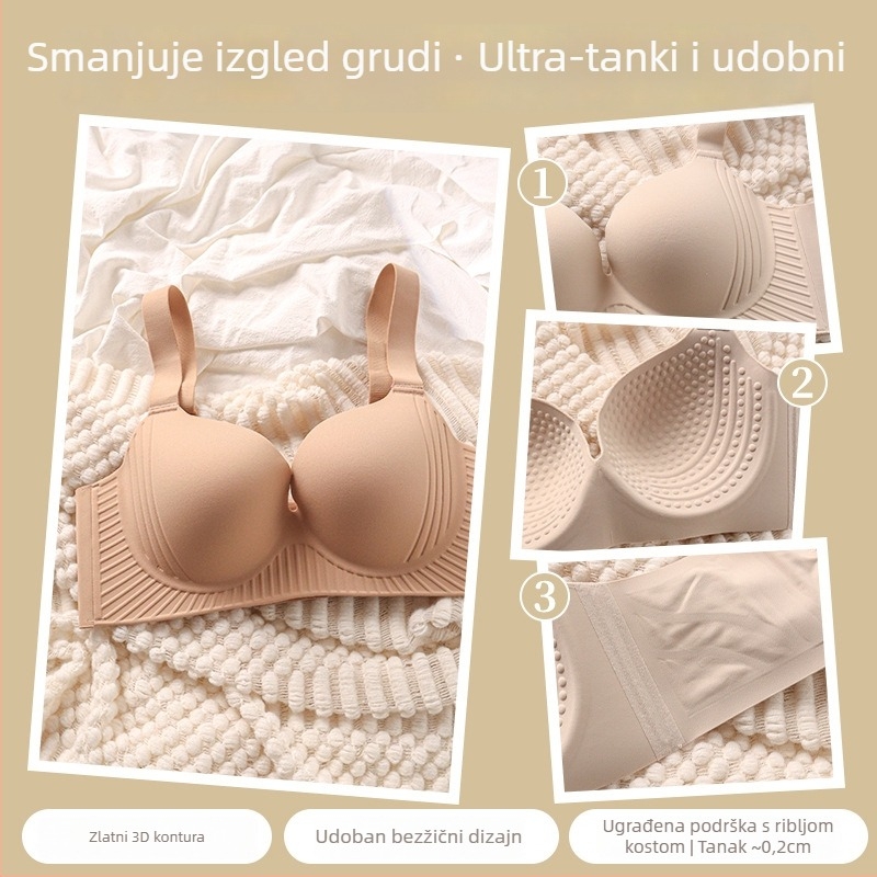 Corset-stil grudnjak s punim košaricama, tanke oblikovane najlonske košarice, fiksirani dvostruki naramenice, straga četiri reda kopči.