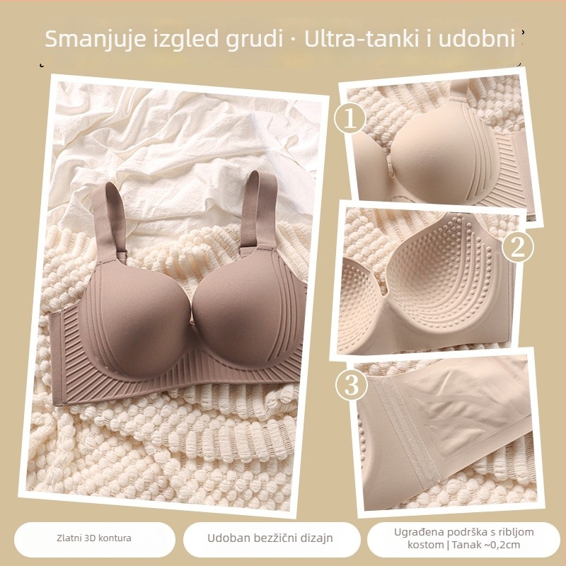 Corset-stil grudnjak s punim košaricama, tanke oblikovane najlonske košarice, fiksirani dvostruki naramenice, straga četiri reda kopči.