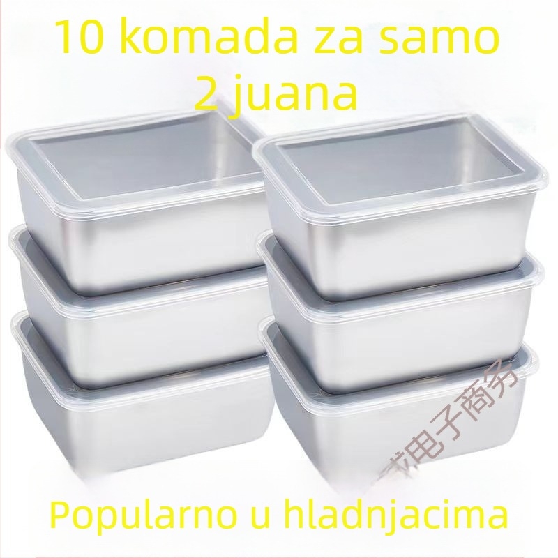 Kutija za ručak od nehrđajućeg čelika s poklopcem, trostruki sloj, pravokutnog oblika, za prehranu, kapacitet ispod 300 ml, mikrovalna kompatibilna, zamrzavanje