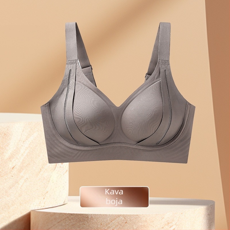Bešavna push-up grudnjak s mekanom podrškom, najlon materijal, podstava od spandeksa, srednje oblikovan košarica, fiksni dvostruki kaiševi, stražnje zatvaranje s četiri reda kopči