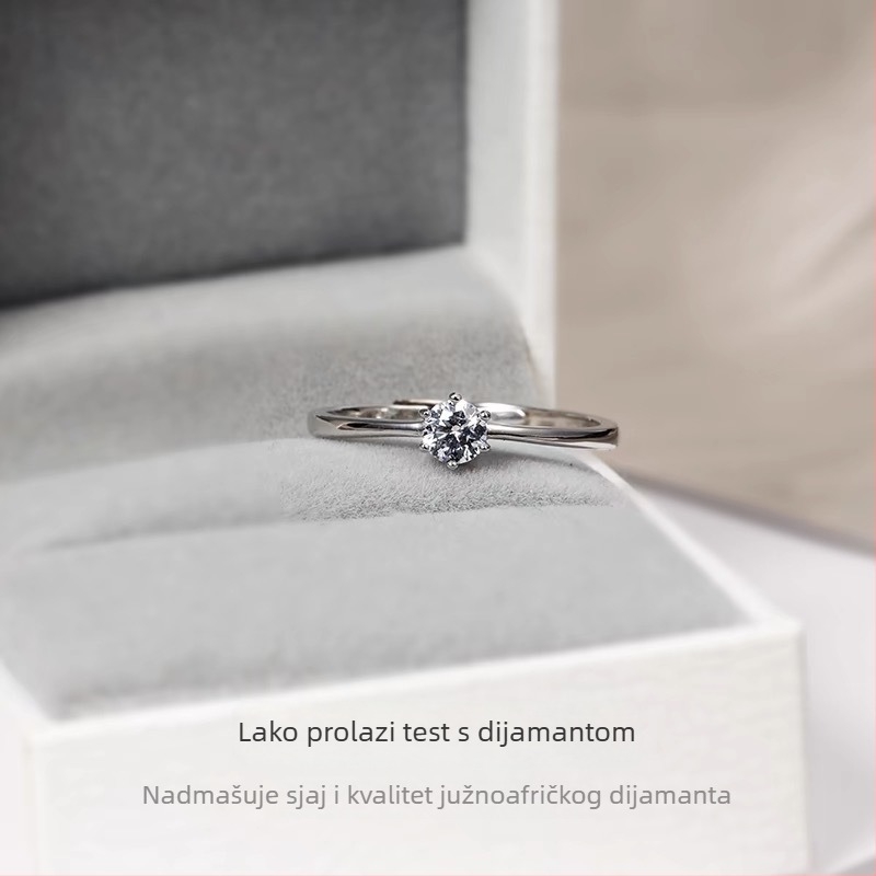 Moissanitni prsten od srebra 925, geometrijski dizajn, 0,30 ct, ženski nakit