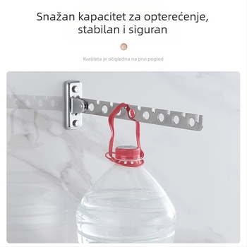 Nerđajući čelik sklopivi držač za ručnike, kupaonica, jednoslojni, nosivost 5 kg, svijetao završetak, za vješanje odjeće