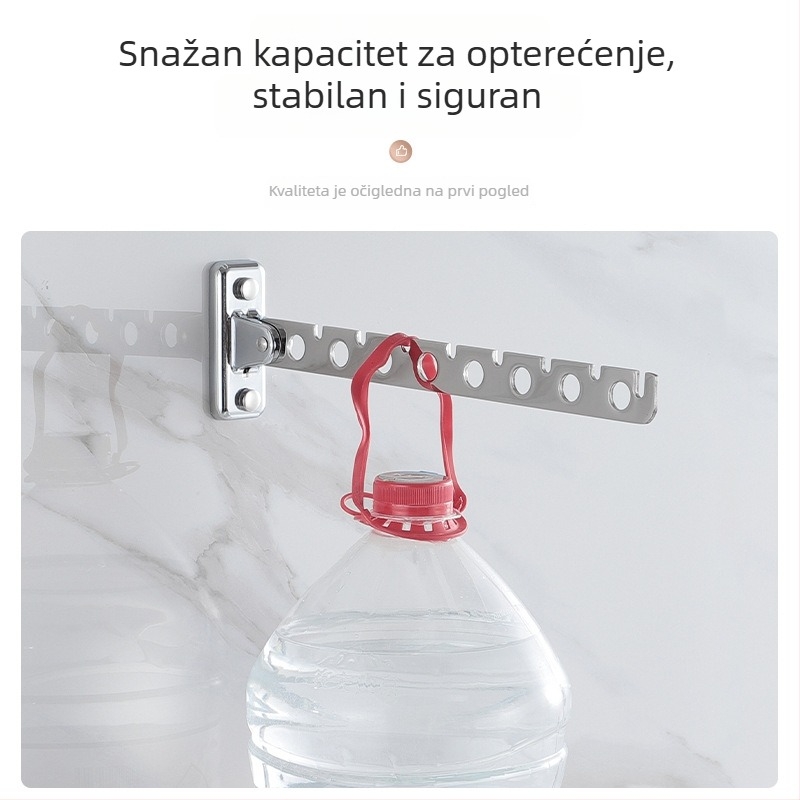 Nerđajući čelik sklopivi držač za ručnike, kupaonica, jednoslojni, nosivost 5 kg, svijetao završetak, za vješanje odjeće