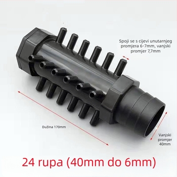 Vortex pumpa za kisik s ventilatorom, dijelnikom protoka, poroznim difuzorom zraka i trostrukim izlazom zraka