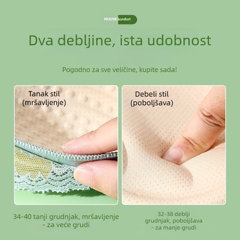 Čipkasti grudnjak s podesivom podrškom, košarica 3/4, gornja potpora, skupljanje i anti-sag, najlon
