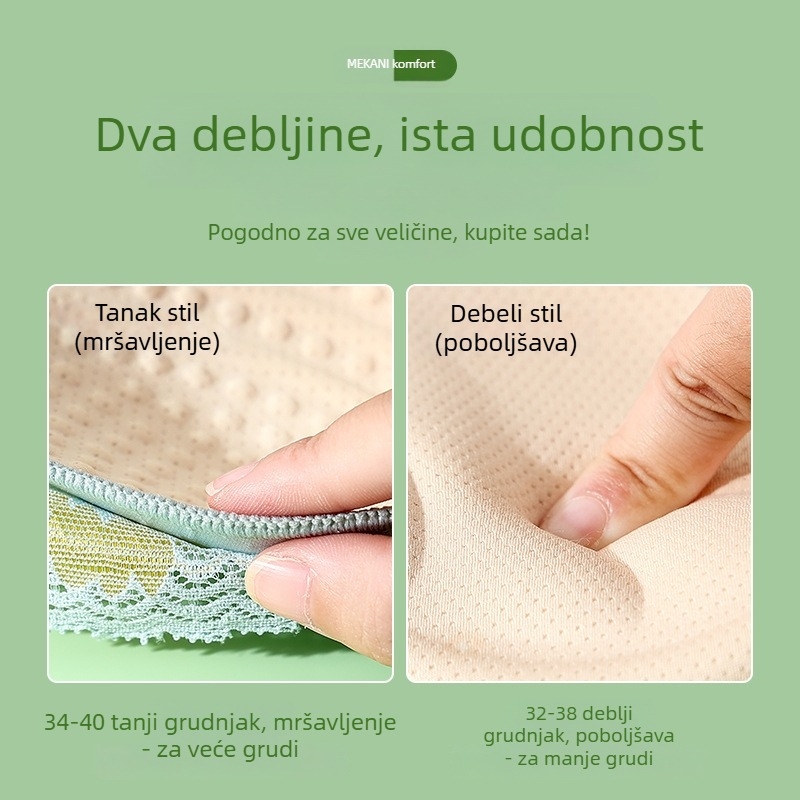 Čipkasti grudnjak s podesivom podrškom, košarica 3/4, gornja potpora, skupljanje i anti-sag, najlon