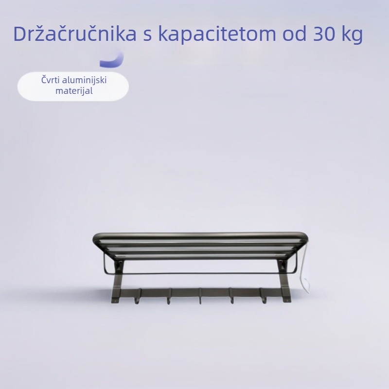 Dvostruki aluminijski stalak za ručnike s oksidiranom površinom i pomičnim policama za kačenje ručnika
