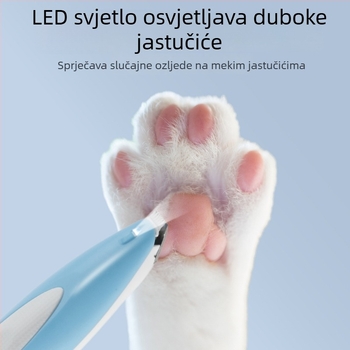 Brusilica za šape kućnih ljubimaca s LED svjetlom, tiho električni kliper za mačke i pse, ABS kućište, model Lb-082223