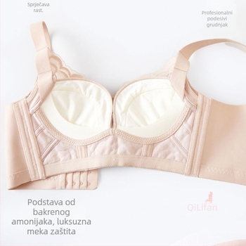 Čipkasti push-up grudnjak za male grudi, podesivi, protiv opuštanja, bez magneta, bežični, duboki V, seksi čipka.