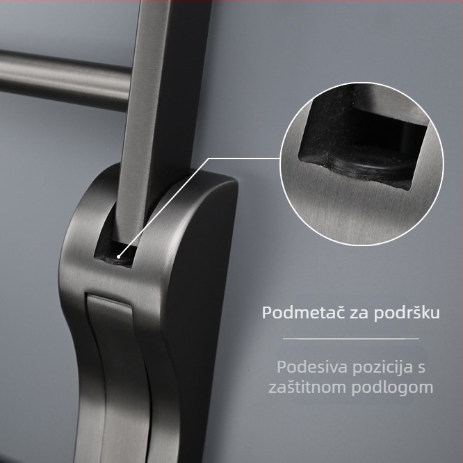 Nosač za ručnike od nehrđajućeg čelika 304, sklopivi za kupaonicu, dvoetažni, nosivost 10 kg, okretan, otporan na koroziju, perforirano montiranje