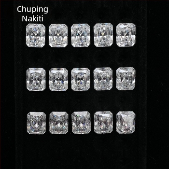 Prsten od moissanita, Radiant rez, čistoća VVS, geometrijski glavni kamen, lagani luksuzni nakit