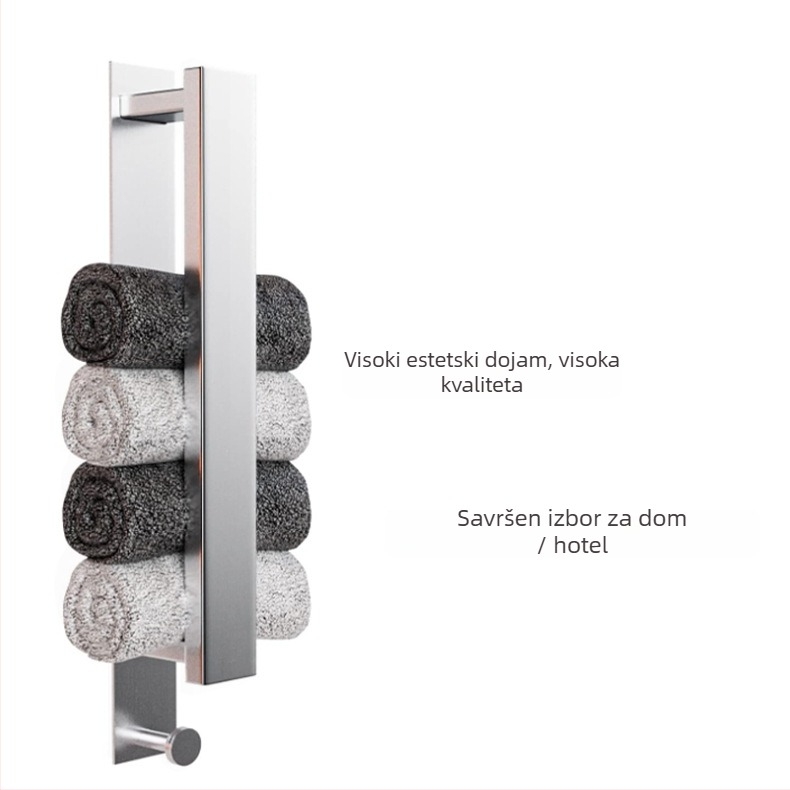 Držač za ručnike od nehrđajućeg čelika, samolepljiv, bez bušenja, za kupaonicu, nosivost 5 kg, 1 sloj, moderni minimalistički stil