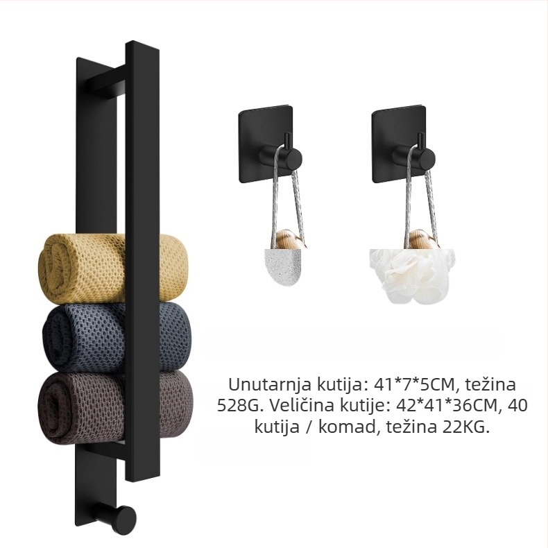 Držač za ručnike od nehrđajućeg čelika, samolepljiv, bez bušenja, za kupaonicu, nosivost 5 kg, 1 sloj, moderni minimalistički stil