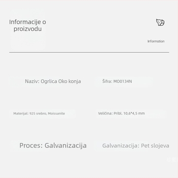 Ogrlica od srebra 925 s moissanitom u obliku konjskog oka, kapljični privjesak, križasti lanac, slojeviti dizajn