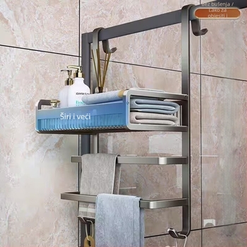 Držač za ručnike od svemirskog aluminija, lakirani završni sloj, 3 razine, nosivost 15 kg, bez bušenja, kupaonica