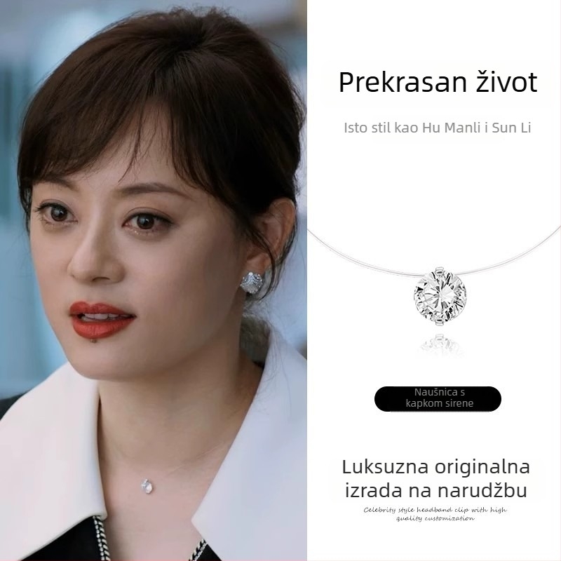 Lančić od titan čelika s privjeskom suze sirene, Moissanit i cirkon, standardni lanac, višeslojni, poliran završetak, za žene