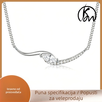 Ogrlica, srebro 925, Moissanit geometrijski privjesak, kuglični lanac, 41–50 cm