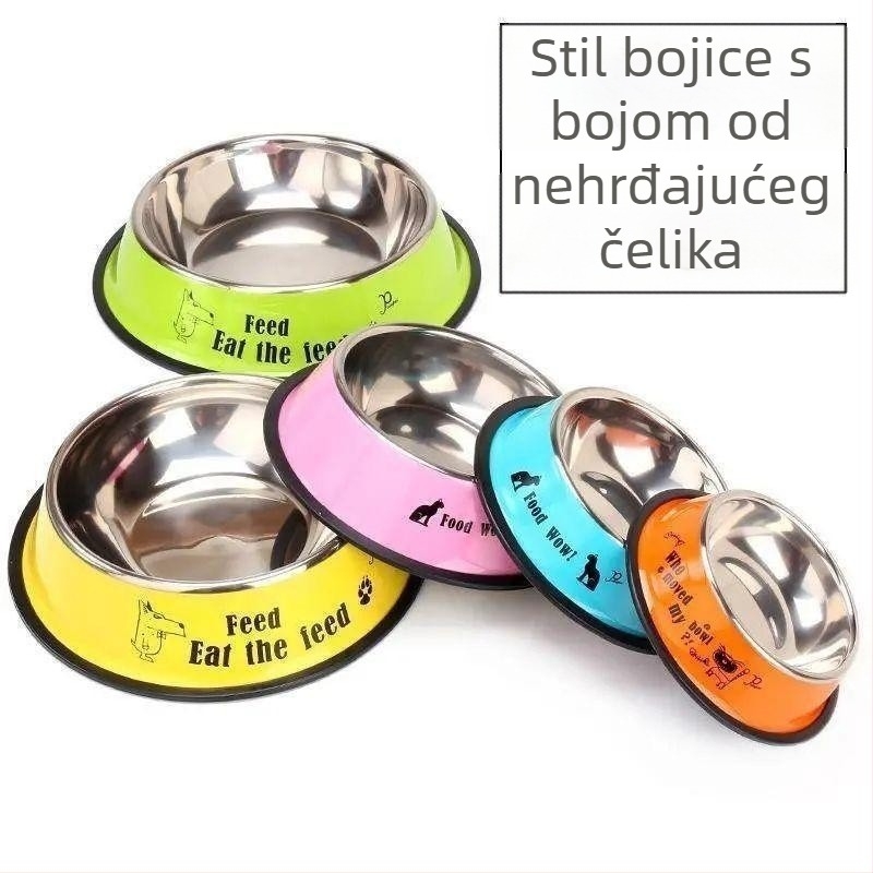 Posuda za kućne ljubimce od nehrđajućeg čelika s dizajnom protiv prosipanja, za pse i mačke, bez brenda, ručno hranjenje