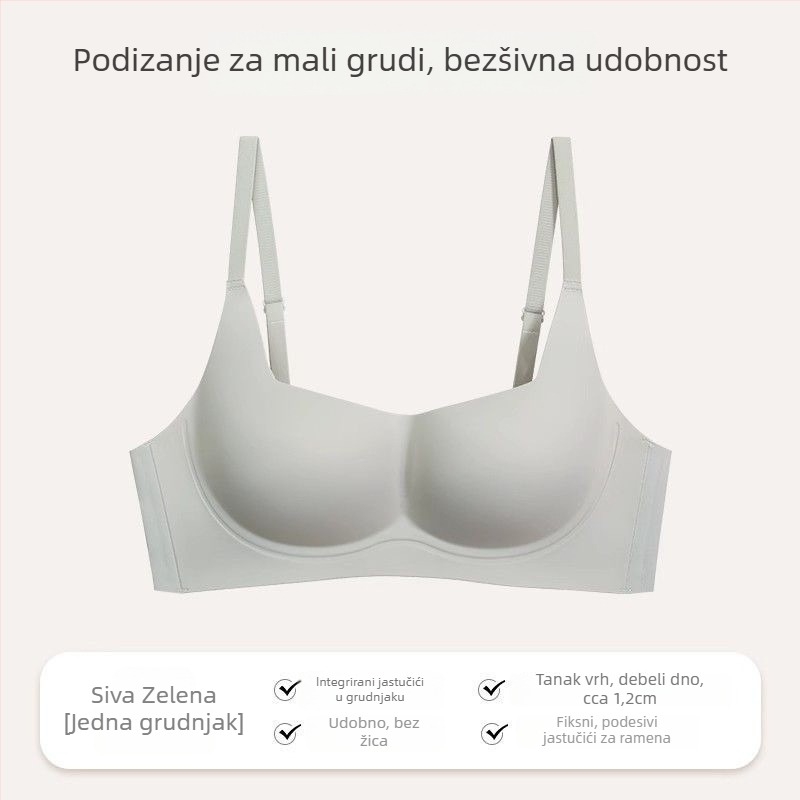 Bezšivni grudnjak za male grudi, bežični, košarica 3/4, najlon tkanina, podstava najlon 70–80%