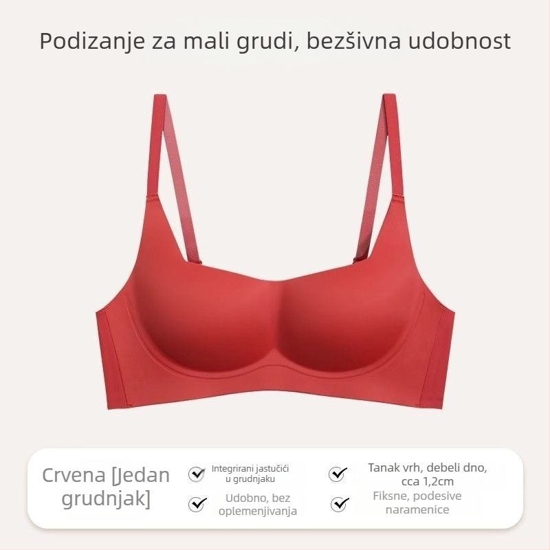 Bezšivni grudnjak za male grudi, bežični, košarica 3/4, najlon tkanina, podstava najlon 70–80%