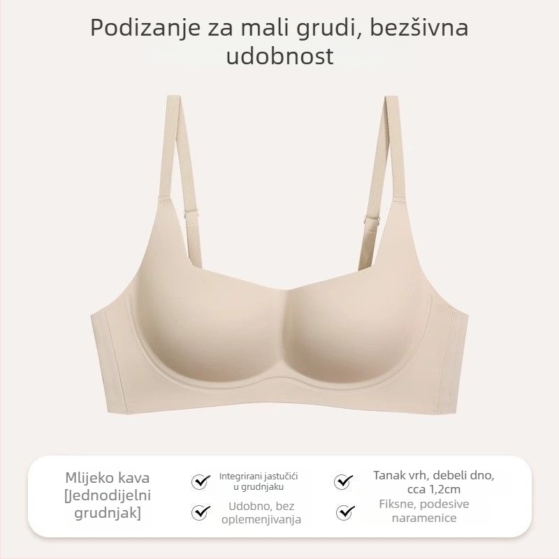 Bezšivni grudnjak za male grudi, bežični, košarica 3/4, najlon tkanina, podstava najlon 70–80%