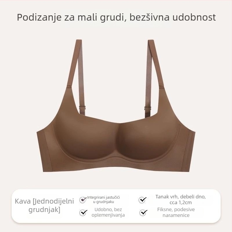 Bezšivni grudnjak za male grudi, bežični, košarica 3/4, najlon tkanina, podstava najlon 70–80%