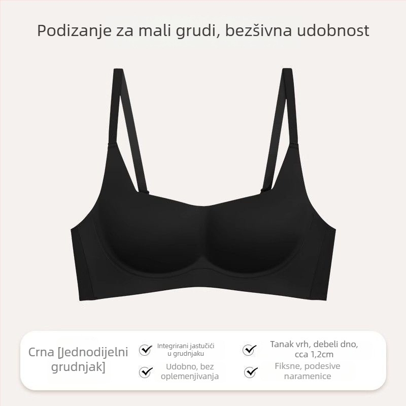Bezšivni grudnjak za male grudi, bežični, košarica 3/4, najlon tkanina, podstava najlon 70–80%