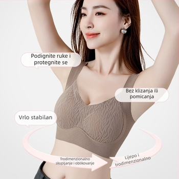 Bešivna ženska grudnjica, bez kostiju, 3/4 košarice, tanke oblikovane čašice, podizanje leđa i bočno sužavanje, pull-on model, fiksni remeni