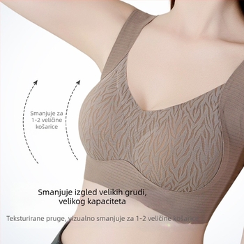 Bešivna ženska grudnjica, bez kostiju, 3/4 košarice, tanke oblikovane čašice, podizanje leđa i bočno sužavanje, pull-on model, fiksni remeni