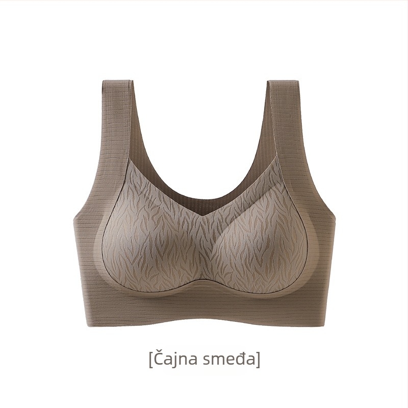 Bešivna ženska grudnjica, bez kostiju, 3/4 košarice, tanke oblikovane čašice, podizanje leđa i bočno sužavanje, pull-on model, fiksni remeni
