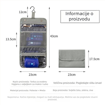 Zidno viseći neseser za toaletne potrepštine, podjela mokro/suho, Oxford platno, putna kozmetička torba Yixiang
