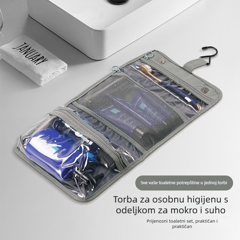 Zidno viseći neseser za toaletne potrepštine, podjela mokro/suho, Oxford platno, putna kozmetička torba Yixiang