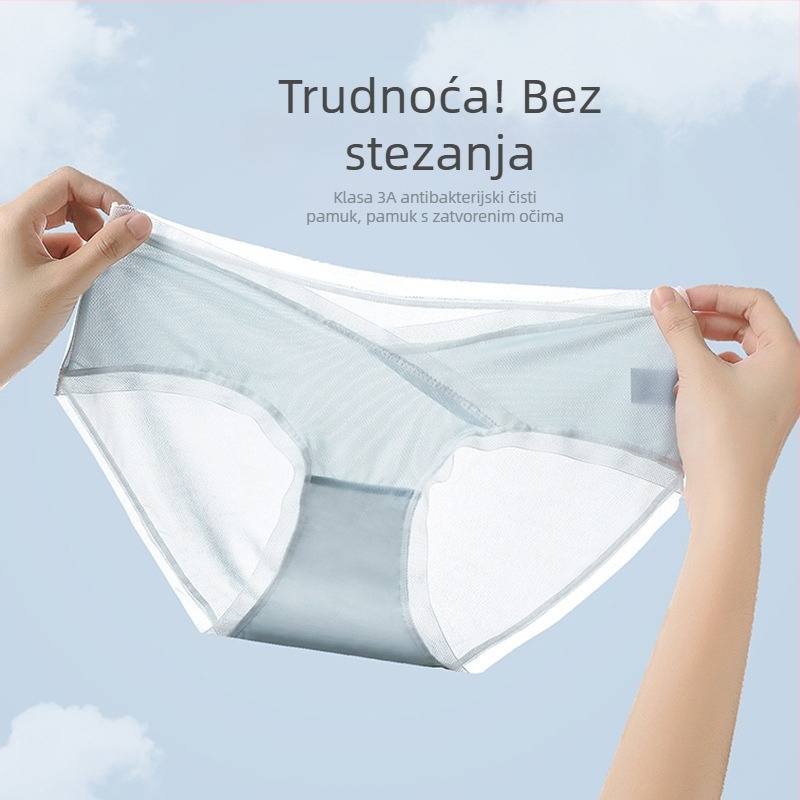 Trudničko donje rublje s V‑oblikom dizajna, pamukasta podstava u području prepona, niski struk, prozračno, podrška trbuha
