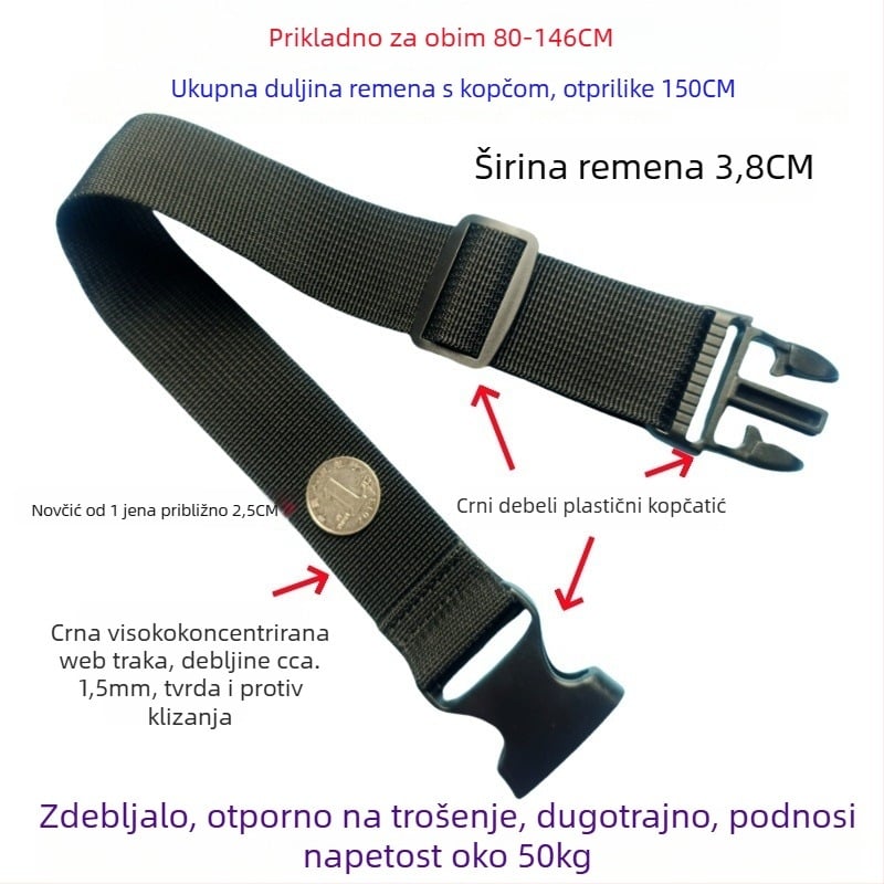 Kaiš za prtljagu s kopčom – ojačani remen za pakiranje i produženje kofera, 1000D polipropilen, jesen 2024