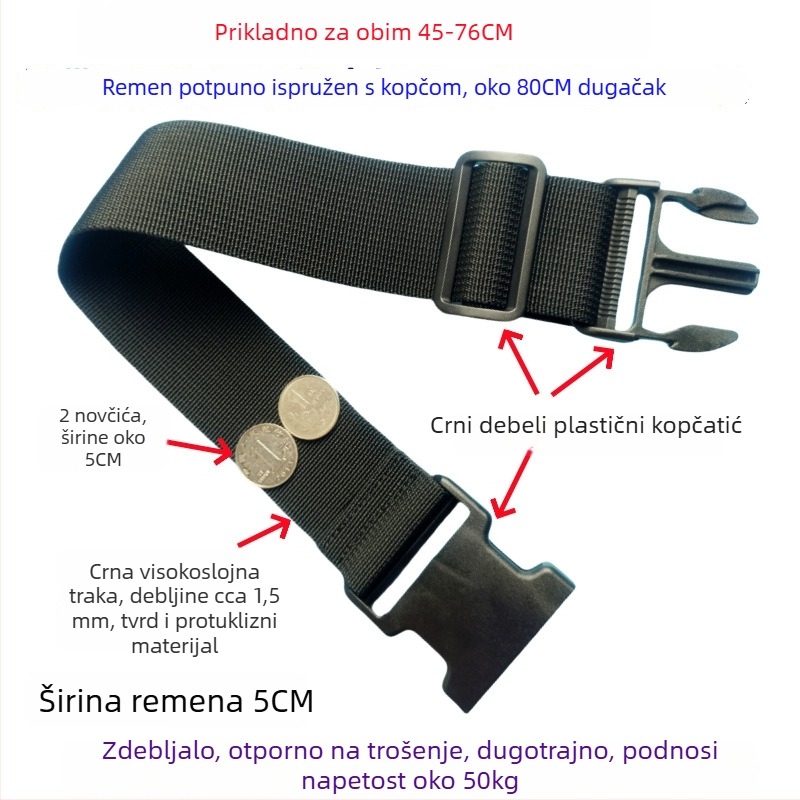 Kaiš za prtljagu s kopčom – ojačani remen za pakiranje i produženje kofera, 1000D polipropilen, jesen 2024