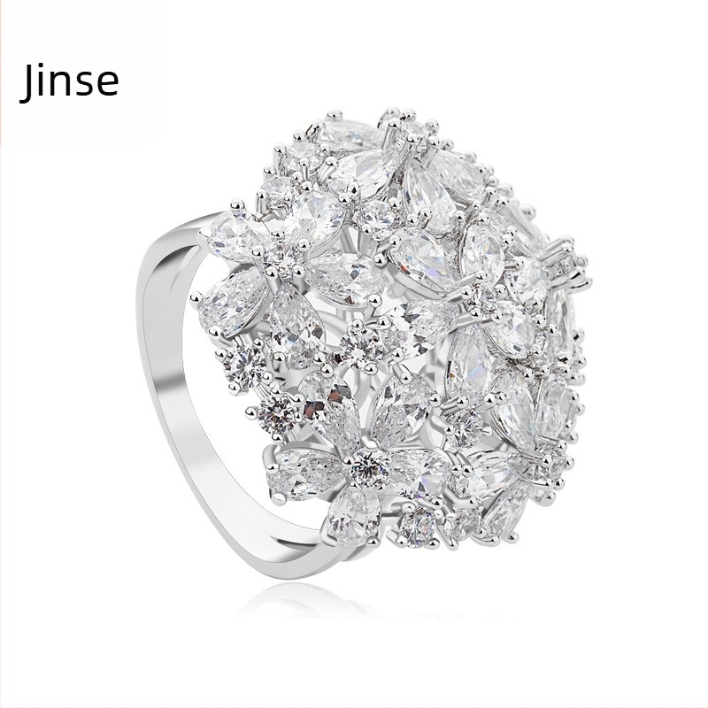 Bakreni prsten s oblikom cvijeta, elektroplatirani završetak, brend Brocade, podrijetlo Yiwu