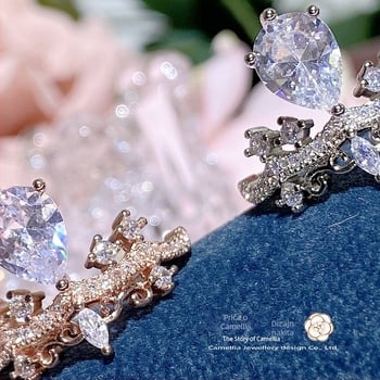 Ženski prsten s kronom, bakrena osnova, zlatno uloženi umjetni dragulji, modni ženski stil