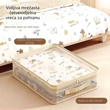 Prozirna PVC torba za pohranu, kockasti oblik, sklopiva, za organizaciju u garderobi i pohranu posteljine (putovanje, kozmetika, spavaća soba)