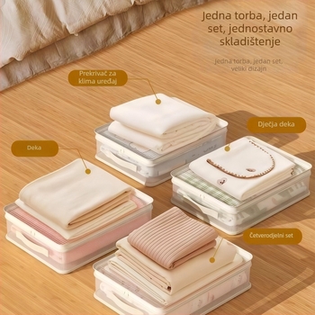 Prozirna PVC torba za pohranu, kockasti oblik, sklopiva, za organizaciju u garderobi i pohranu posteljine (putovanje, kozmetika, spavaća soba)