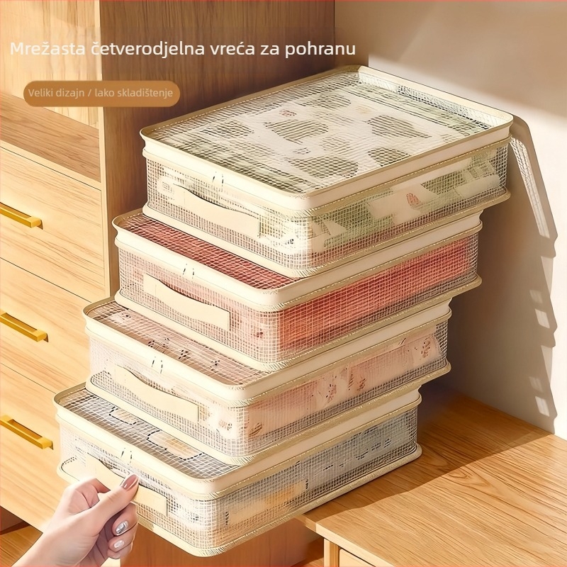 Prozirna PVC torba za pohranu, kockasti oblik, sklopiva, za organizaciju u garderobi i pohranu posteljine (putovanje, kozmetika, spavaća soba)