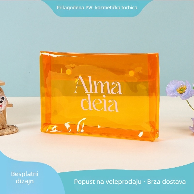 PVC kozmetička torbica u stilu ručne torbe, vodootporna, s odjeljkom za suho/mokro, za šminku i putovanja