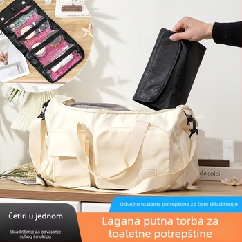 Kozmetička torbica A1966, odvojivi sklopivi dizajn, stil ručne torbe, materijal tkanina koja nije pamuk, zatvarač, pogodna za putovanja